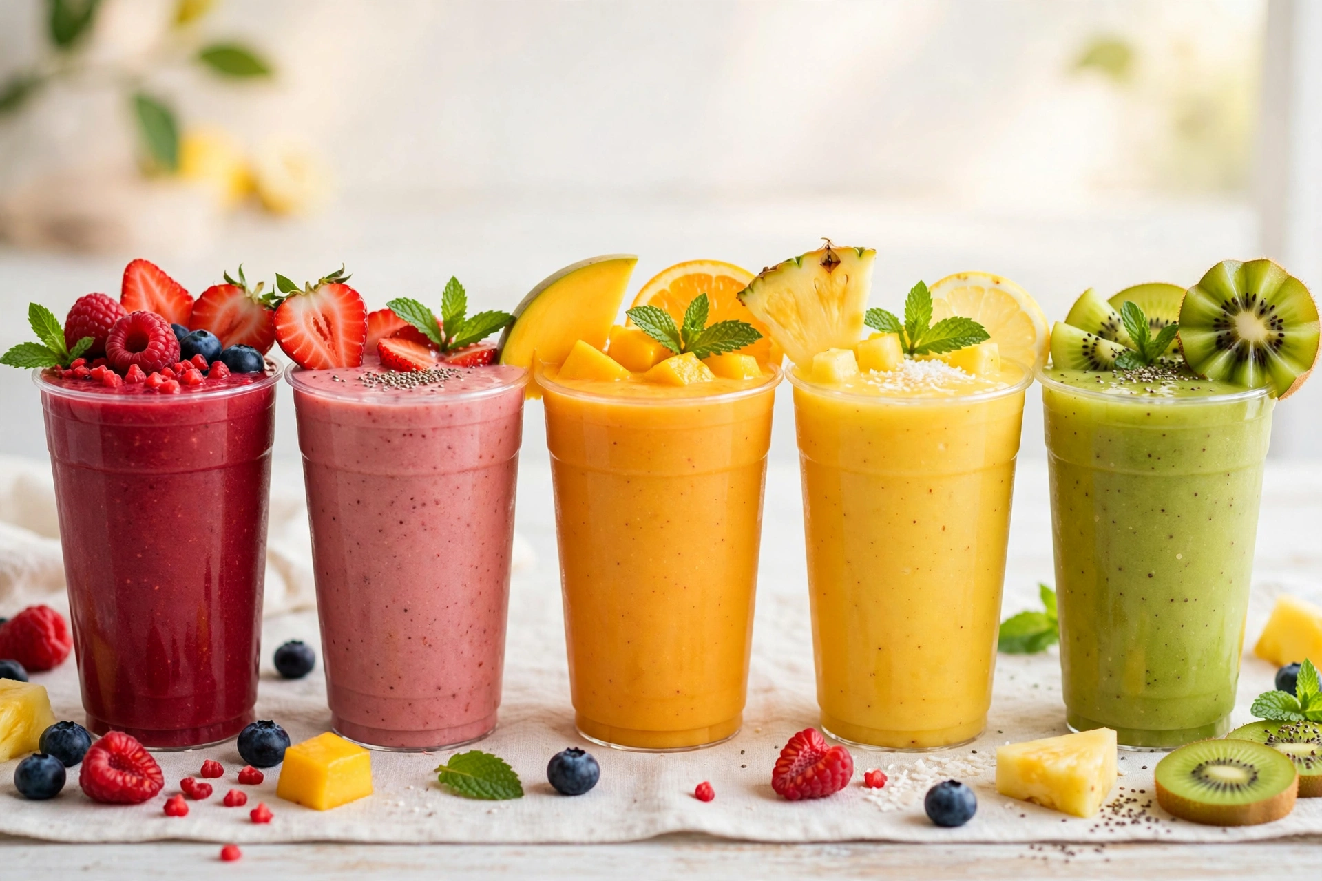 Colorful smoothies menu